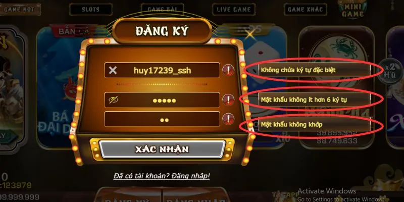 Nội dung thông tin cần hợp lệ theo quy định của GO789